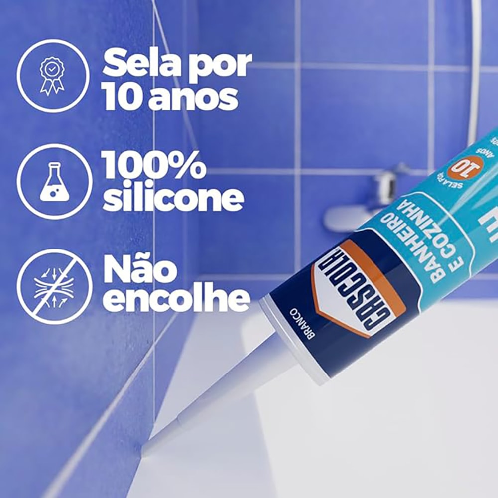 Silicone Selante Branco Banheiro E Cozinha Flexite 280gr Cascola