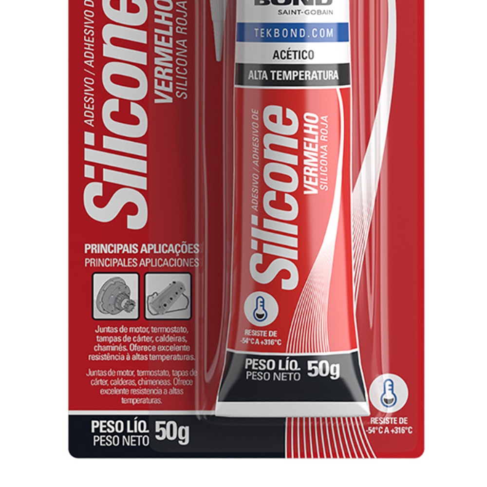 Silicone Vermelho Alta Temperatura 50g Tekbond