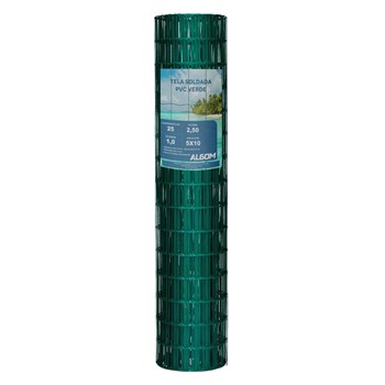 Tela Soldada PVC Verde Malha 5x10 1.0M X 25M FIO 2,5mm BWG 13 Algom