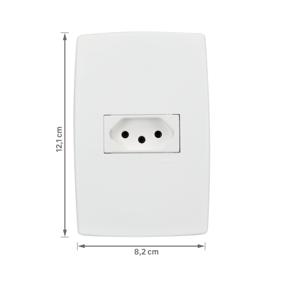 Tomada 2 Pinos + Terra 10a Borne Branco Conjunto Montado 4x2 Horizontal Pial Plus