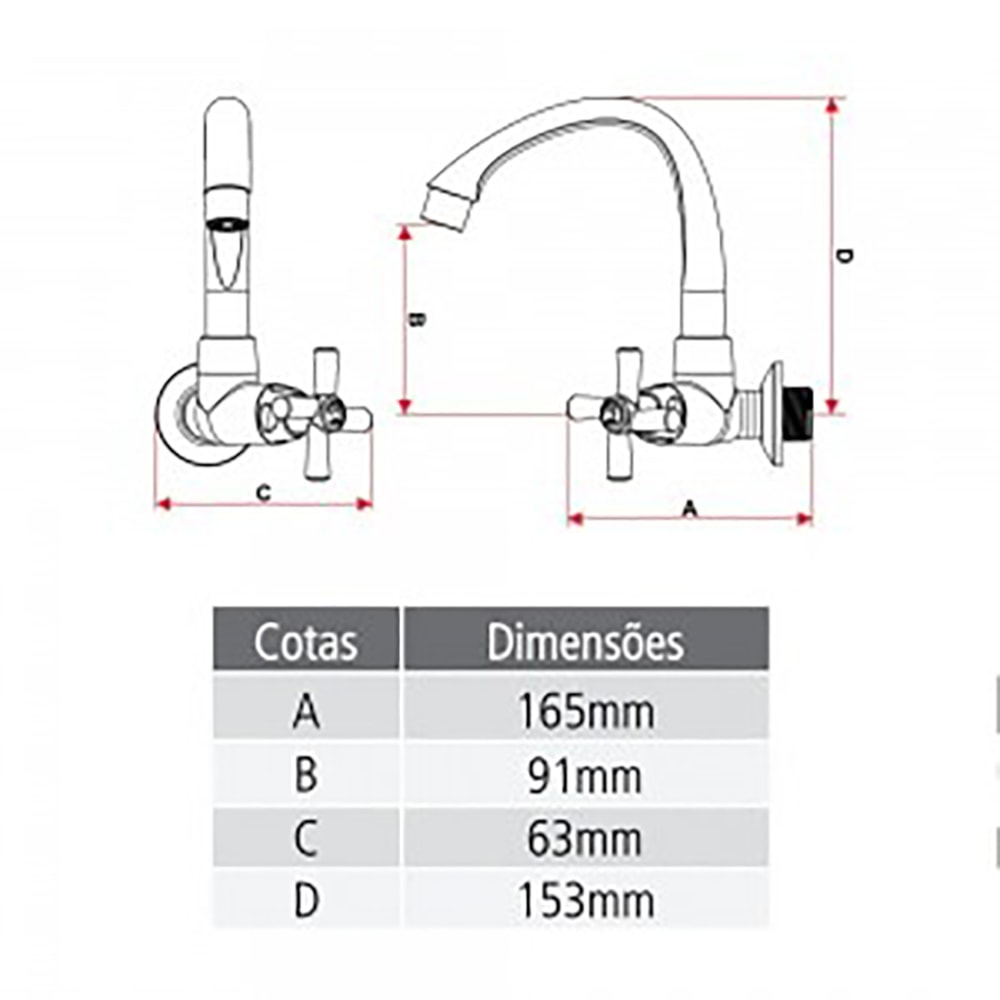 Torneira Para Multiuso Parede Branca 1/2-3/4'' Tigre