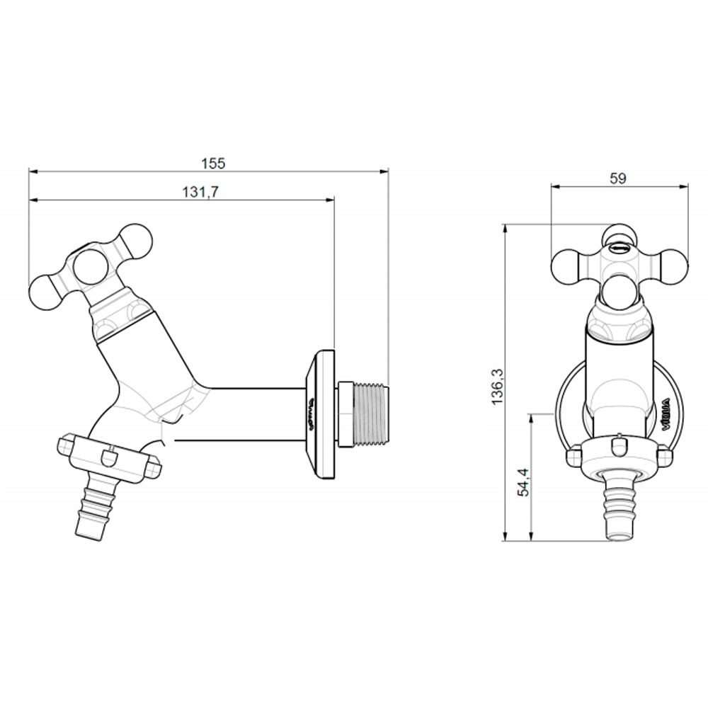 Torneira para Tanque 10cm Maruja com Bico 1/2 Viqua