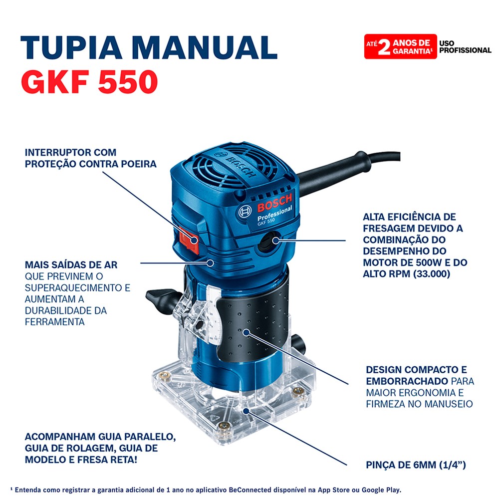 Tupia GKF 550 Com Pinças 550w Bosch