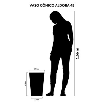 Vaso Conico Aldora PVC 45cm Bege Jardim Afort
