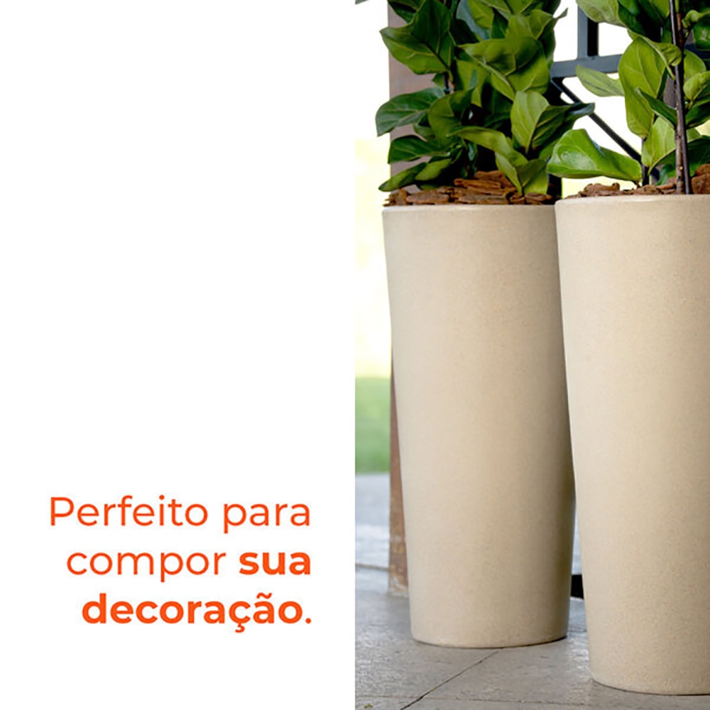 Vaso de Planta Aldora Conico Bege 45cm Pvc Alfort