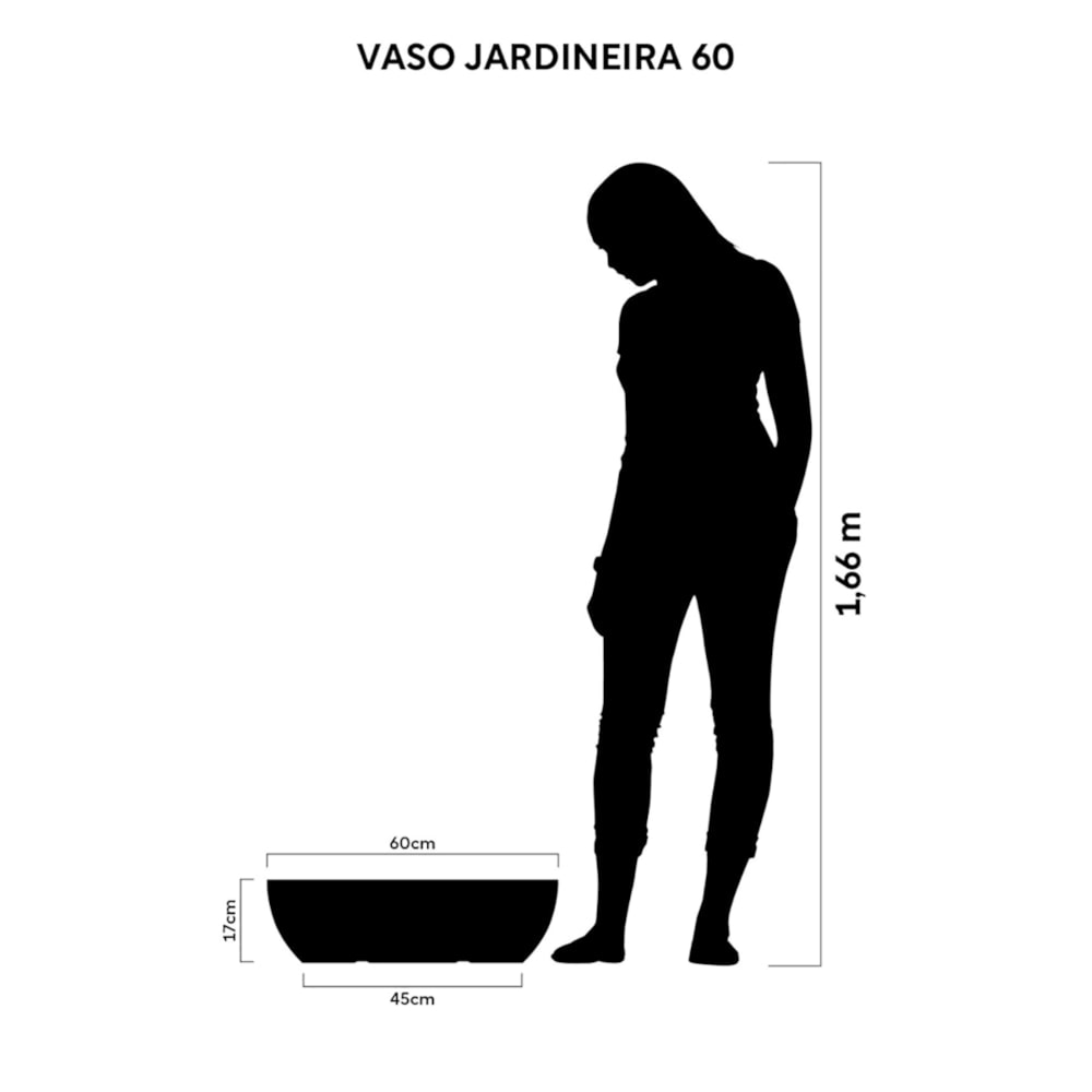 Vaso de Planta Jardineira Café 60cm Pvc Afort