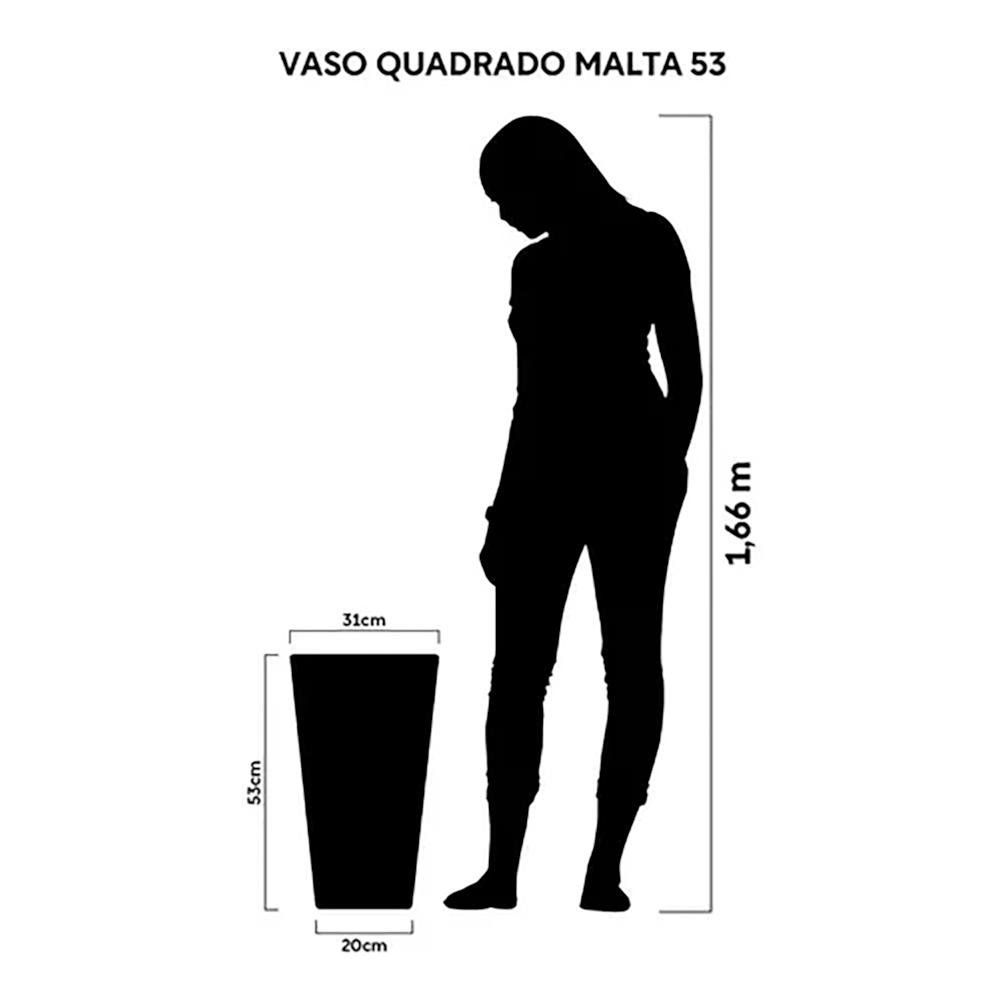 Vaso de Planta Quadrado Café Malta 53 cm PVC Afort