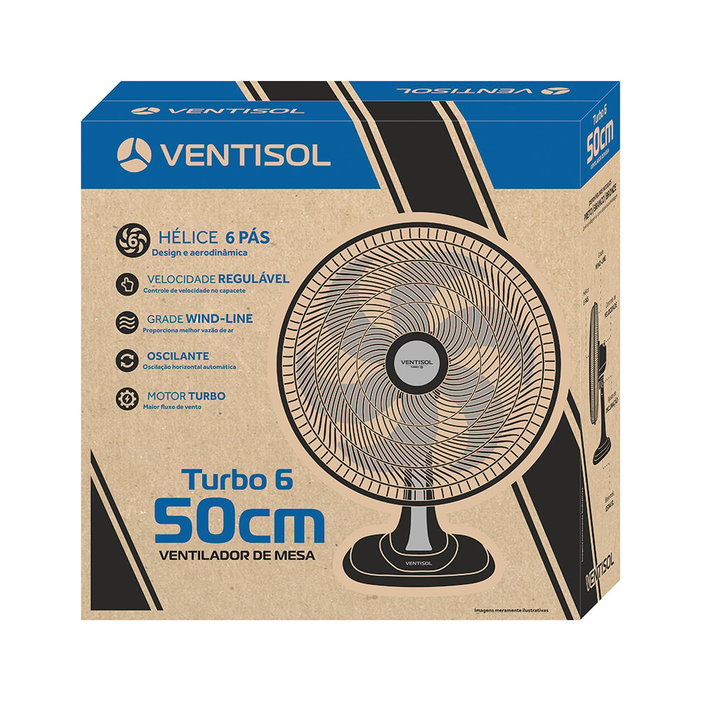 Ventilador Oscilante Mesa Turbo 6 Pás Cor Bronze 50cm 220V Ventisol