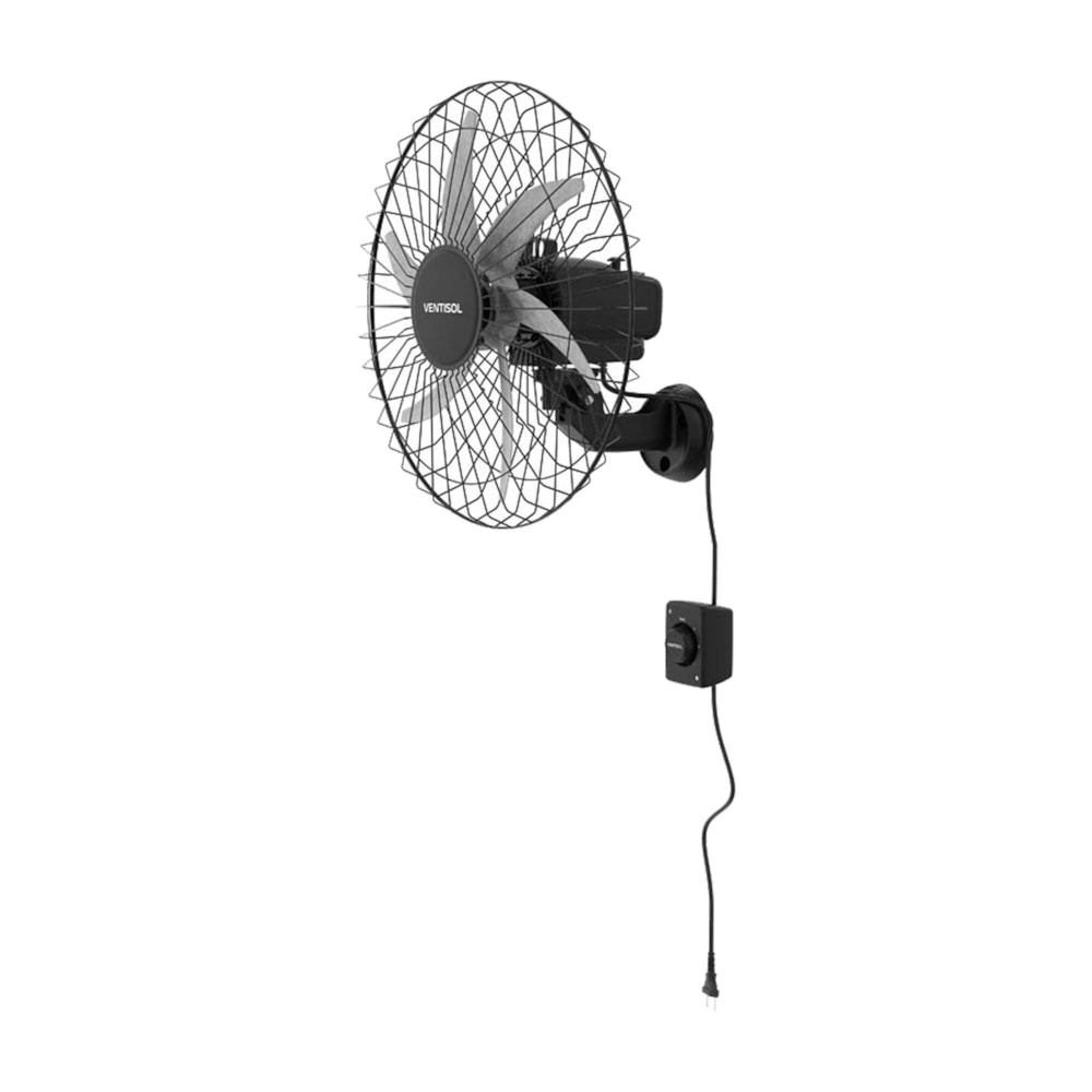 Ventilador Parede Oscilante Steel 50cm Preto Bivolt Ventisol